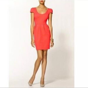 Amanda Uprichard Short Sleeve Bright Coral Pink Pleated Pocket Dress Medium